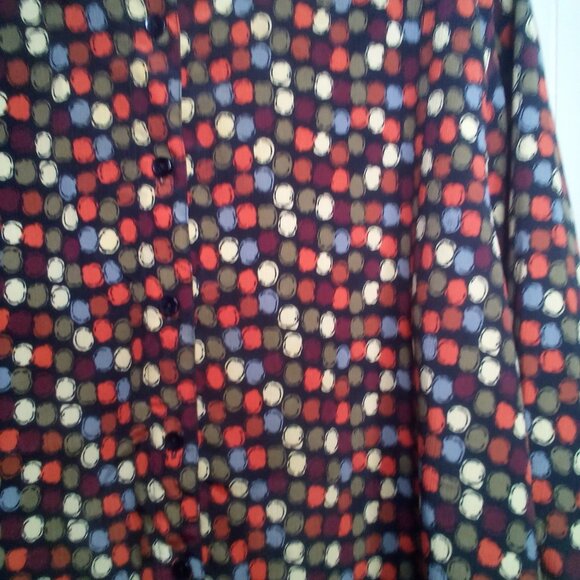 Selene Sport Blouse XL Button Up Long Sleeve Circles Colorful - Picture 7 of 14